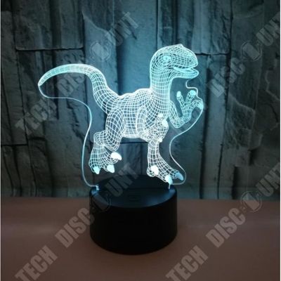 Dinosaure 3D Usb Led Night Light 3Aa Batterie Puissance 7 Couleurs Illusion Lampe Tactile Ou