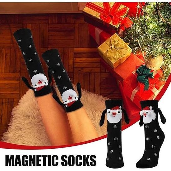 Chaussettes Magnétiques Pour Couple - Avec Petites Mains Qui S'attirent - Cadeau Drôle Pour Noël, Saint-Valentin - Tailles 39-46