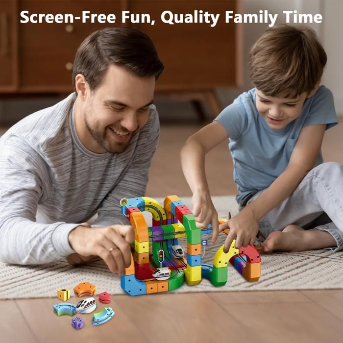 Coffret Train Électrique 125 Pièces – Circuit 3D Anti-Gravité – Rails Magnétiques – Jeu Éducatif Dès 4 Ans