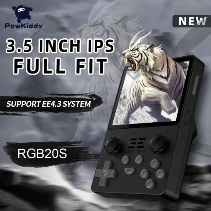 Console Rétro G350 – 128 Go, 10000+ Jeux, 30+ émulateurs, écran 3,5″ IPS OCA, WiFi, Double Manette 3D – Batterie 3200 MAh – Noir Translucide