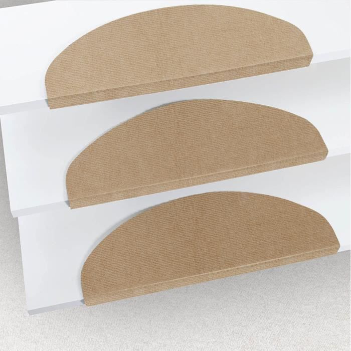 Lot De 15 Tapis Antidérapants Pour Marches D'Escalier - Brun Confortable Et Sécurisé 65x21cm Avec Adhésif Réutilisable