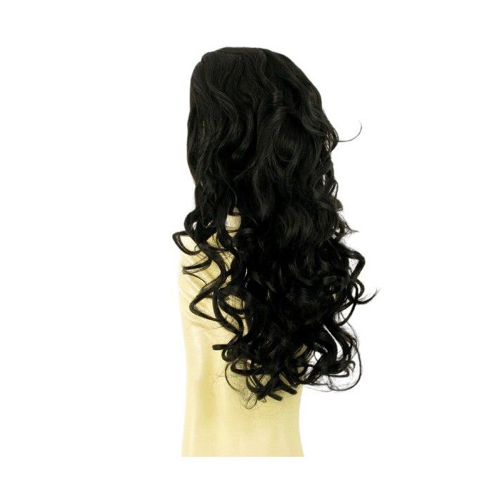 Demi-perruque Synthétique 58cm - Couleur Chocolat Méché Cuivré - Bonnet Moyen - Neuf