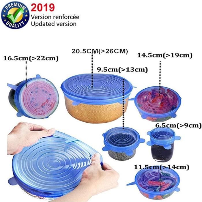 Couvercle Silicone Alimentaire, 12 Paquets De Couvercles Extensible En Silicone Flexible Reutilisable Couvercles De Stockage De Nourriture Couvertures Extensibles Depargnant 92767749