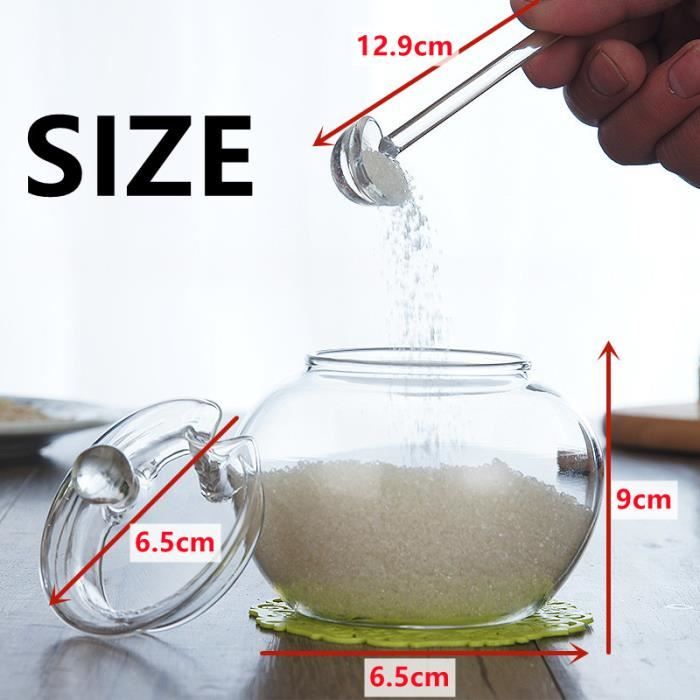 Élégant Sucrier En Verre Transparent 330 Ml Avec Couvercle - Style Rétro Chic, Verre Robuste Et Pratique