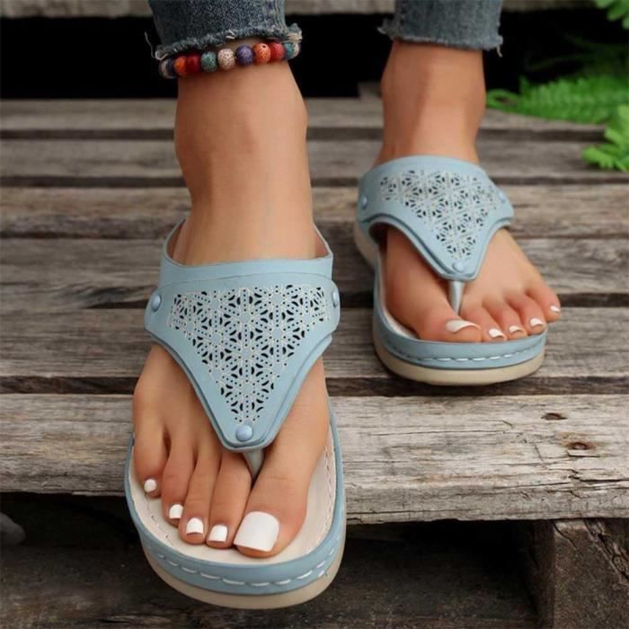Sandales compens es Pour femmes t pantoufles paisses