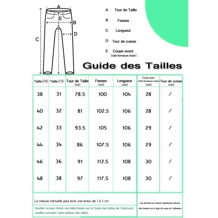 Correspondance Taille Pantalon Femme Choisir Longueur Jean