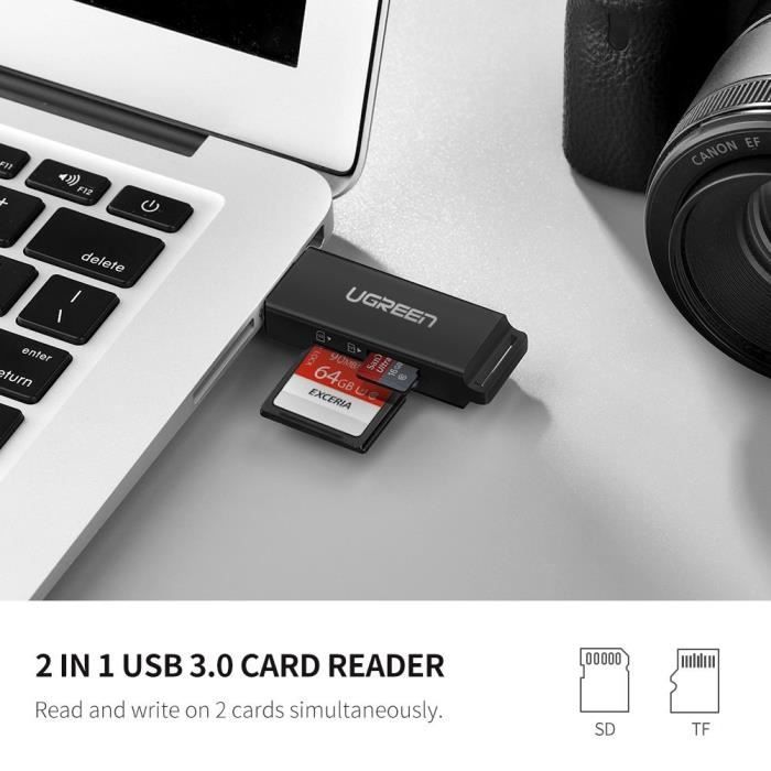 UGREEN Adaptateur Clé USB 3.0 Lecteur De Carte SD et TF (40752)
