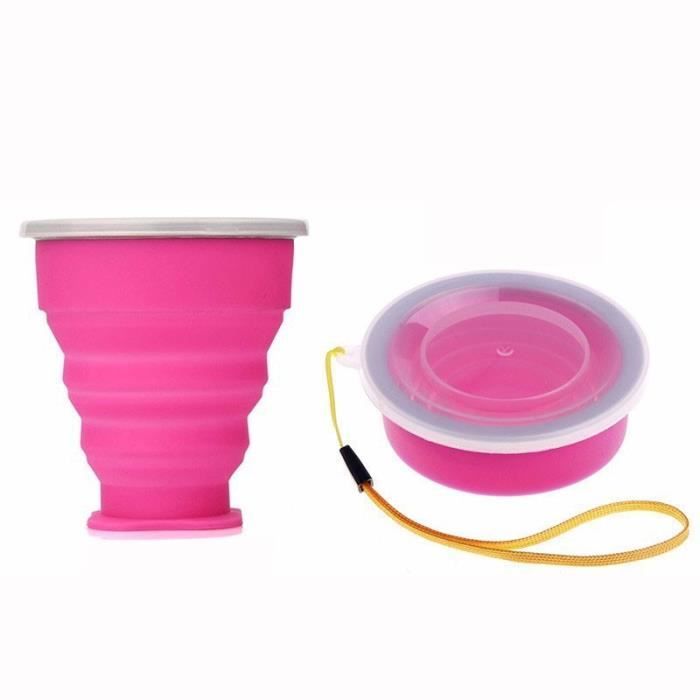 2 Gobelets Pliables TENGYIF 270ml - Silicone Orange/Rose - Parfaits Pour Voyage, Camping