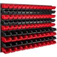 Système de rangement 115 x 78 cm a suspendre 114 boites bacs a bec XS et S rouge et noir boites de rangement-2