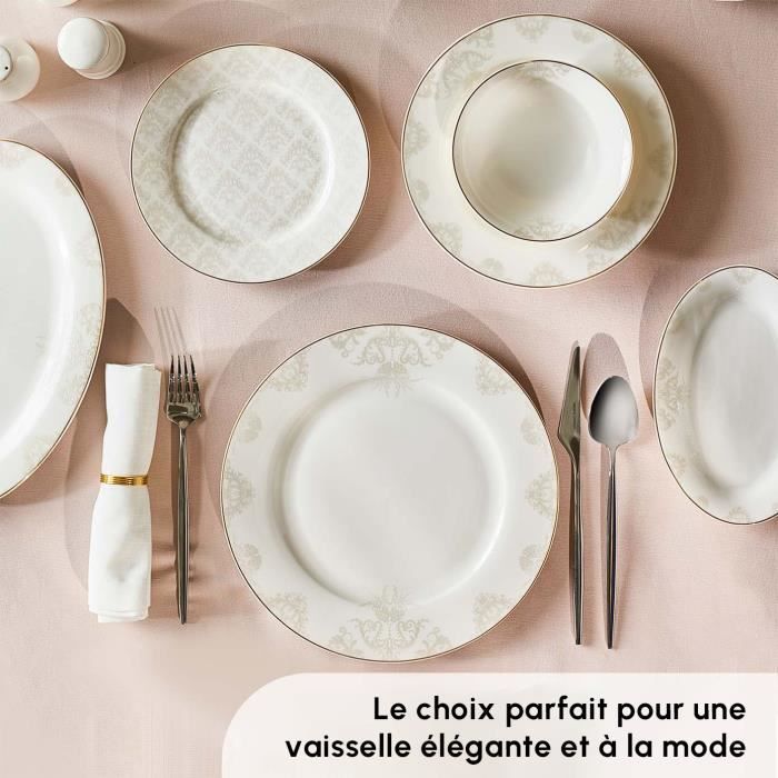 Service de table en porcelaine Karaca Meadow Fine Pearl pour 12 personnes,  58 pièces - KARACA France