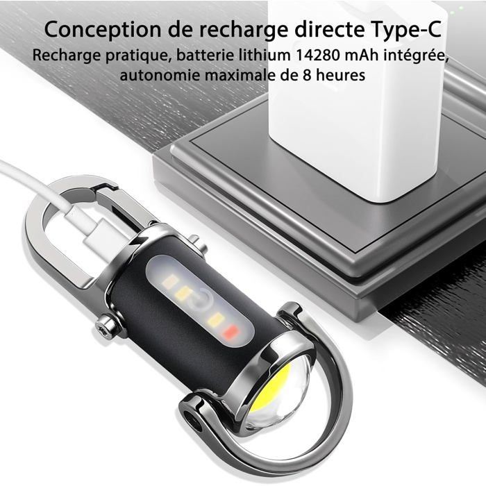 Zweibruder ZB1T Lampe de Poche Porte-Clés Rechargeable 500 lm - Éclairage Compact Ultra-Puissant - Lampes (14705438