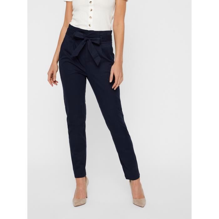 VERO MODA Pantalon Taille Haute Bleu Marine Femme Bleu Marine