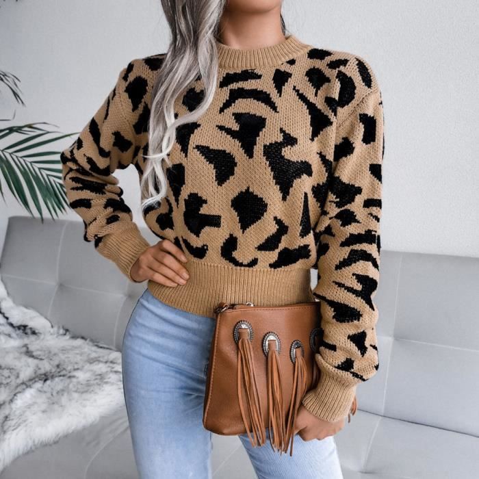 Pull Tricote Femme Chic Elegant Col Rond Pull Tricot Grande Taille Basique Classique Lache Pullover Oversize Court Maille Kaki Kaki Cdiscount Pret a Porter