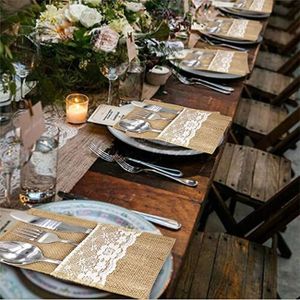 Alnicov Lot De 20 Porte-couverts En Toile De Jute Naturelle