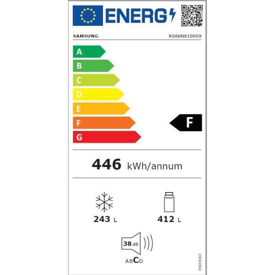 Samsung Rs66n8100s9 Refrigerateur Americain 647 L 411l