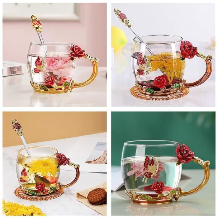 Tasse à Café En Verre Avec Infuseur à Thé En Forme De Chat Mignon De 236,8 G Avec Infuseur à Thé En Forme De Poisson - Cadeau De Noël Ou D'anniversaire Pour