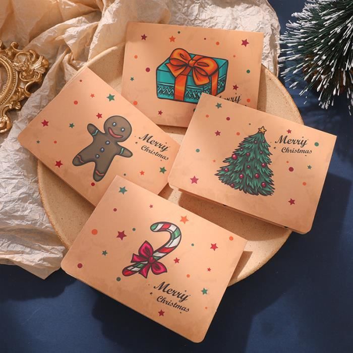Cartes de joyeux noël avec enveloppes, carte-cadeau Kraft en papier, carte  d'invitation, fournitures pour