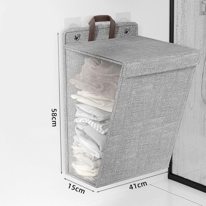 Panier à Linge Pliant Lannvan 40x35cm En Corde De Coton - 38L Avec Poignées - Blanc