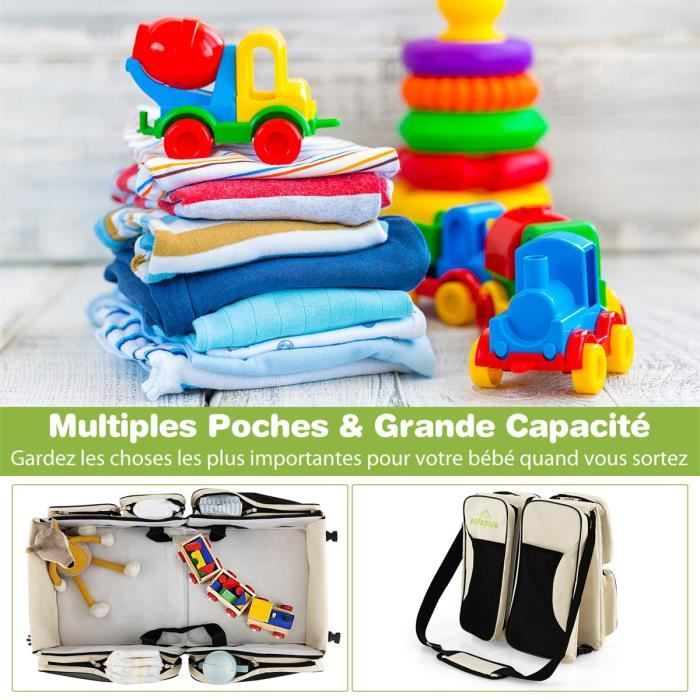 Sac à Dos à Langer avec Matelas à Langer pour Bébé – Grande Capacité Sac à  Couches Multifonction Imperméable Sac de Voyage avec Noir - Cdiscount  Puériculture & Eveil bébé