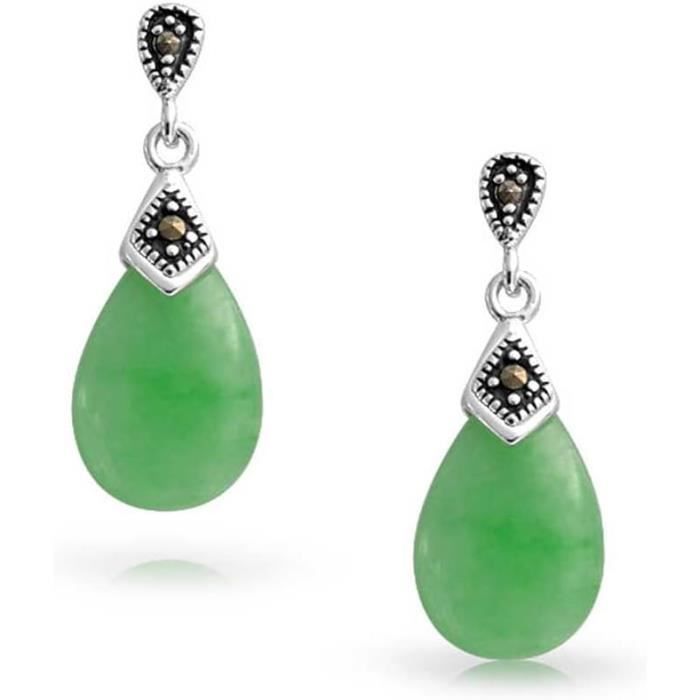 Boucles D'oreilles Clou En Forme De Losange Avec Marcassite - Métal Argenté - Occasion Bon état