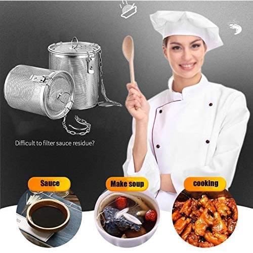 Filtre à Soupe Réutilisable Passoire à épices En Inox 10x10cm Avec Couvercle Et Chaîne - Pour Thé, Bouillon, Filtration En Cuisine Infuseur Thé
