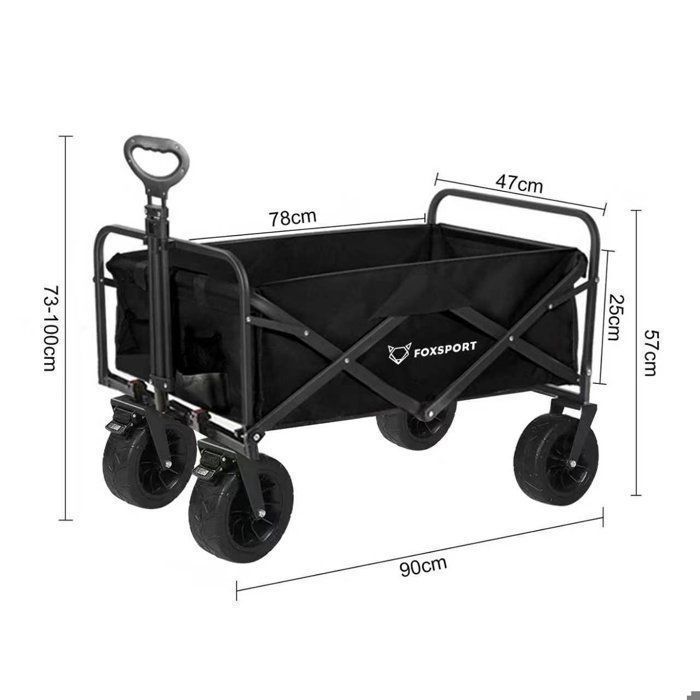 ROSONG Chariot pliable avec roues – Chariot utilitaire et robuste pour épicerie, sport, jardin, shopping, camping – Brouettes (noir, 120 l ROSONG Chariot pliable avec roues – Chariot utilitaire et robuste pour épicerie, sport, jardin, shopping, camping – Brouettes (noir, 120 l