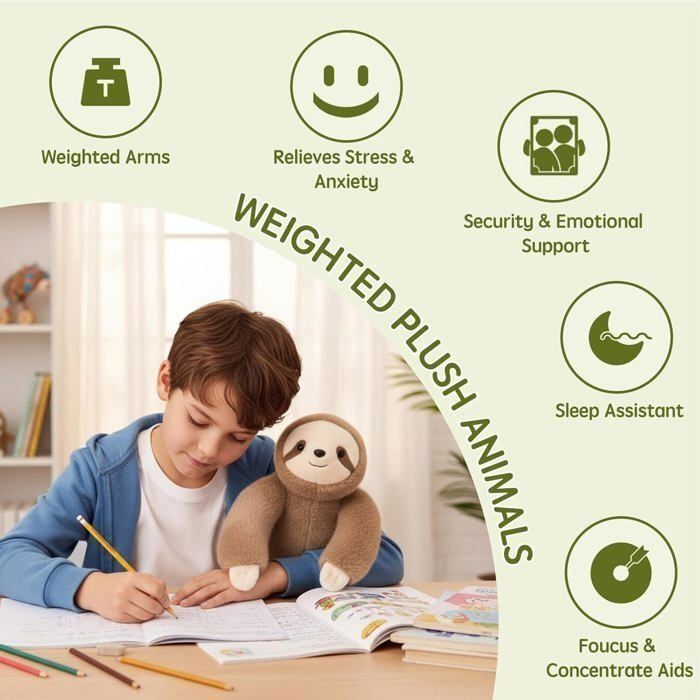 Joyreal Ours réconfortant plié contre l'anxiété, contrôle de l'anxiété pour adultes, ours en peluche plié, jouets sensoriels pour l'autisme, jouets en peluche rembourrés, jouets d'animaux en peluche