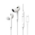 Ecouteurs Filaire avec Micro et Contrôle Oreillettes Audio Compatible avec iPhone 14 - 13 - 12 - 11 - X - 8 - 7 Blanc [Toproduits®]-0