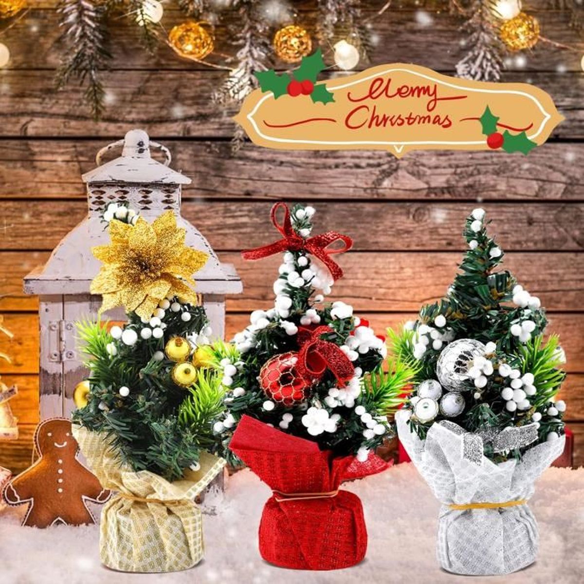 60 Mini Sapins De Noël Artificiels Colorés 4.5-8.5 Cm - Déco Table & Village Noël Enneigé Magique