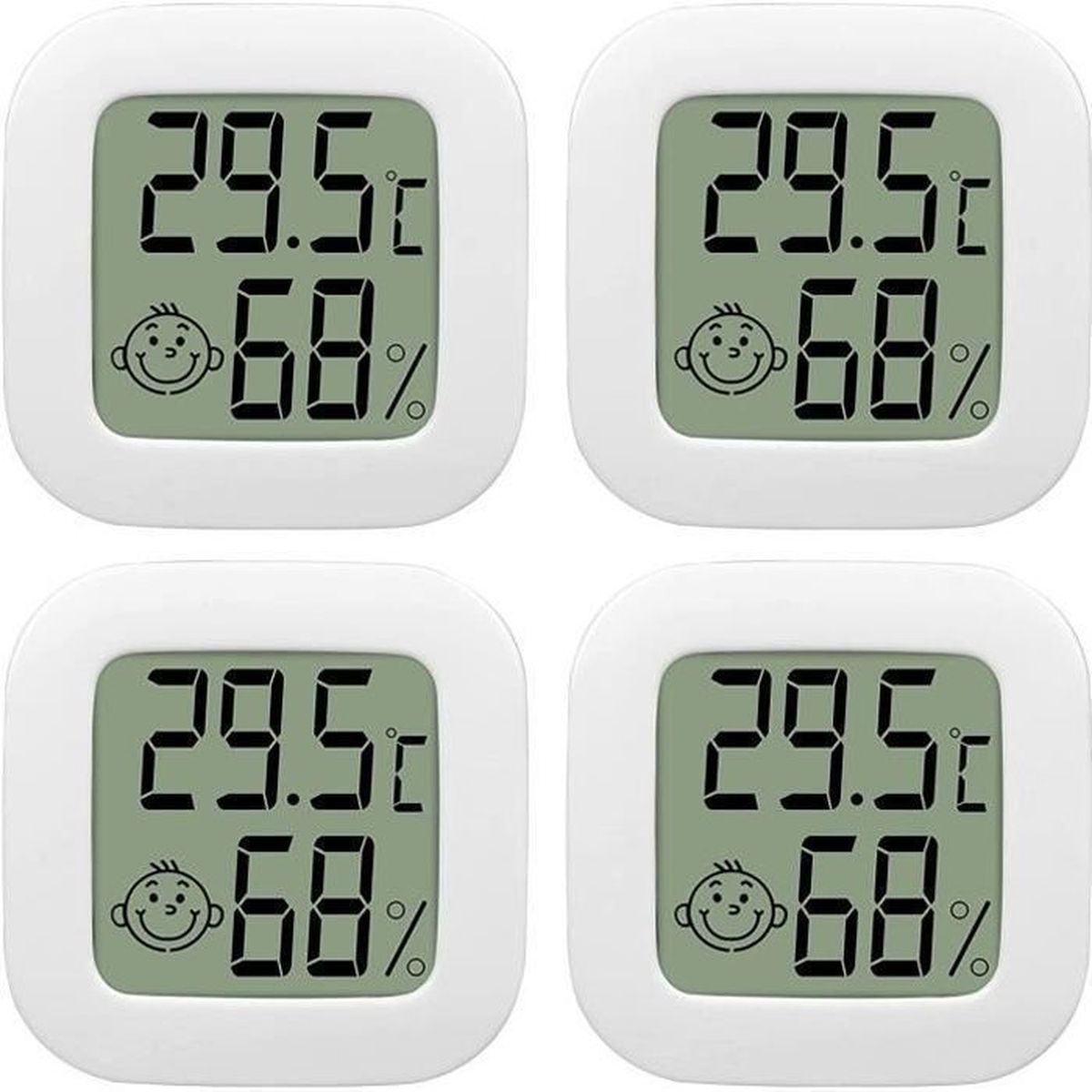 4 Pack Thermometre Interieur Mini Lcd Thermometre Hygrometre Haute Precision Moniteur Avec Air Icone Pour Cuisine Chambre De Bebe Cdiscount Puericulture Eveil Bebe