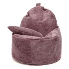 BRAND Fauteuil Poire Pouf YOKO en Velours Côtelé Avec coussin Violet