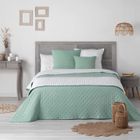 DOUCEUR D'INTERIEUR CDaffaires Couvre lit 2 pers.220x240 cm microfibre bicolore mellow chic Menthe-blanc