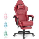 Ferghana Chaise Gaming Ergonomique ,Repose-Pieds Réglable, Appui-tête, Support Lombaire, Télescopiquetissu Respirant, Rouge