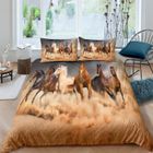 MOUTON MAISON DECO Chevaux sont en train de courir Parure de lit 3 pieces 1 housse de couette 220*240cm et 2 taies d'oreillers 63*63cm