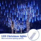 KATOOM Pluie Guirlandes Lumineuse Noël , 8 Tubes 30CM Eclairage Météore Douche Lumière Etanche LED Pour Mariage Maison Arbre Jardin – BLEU