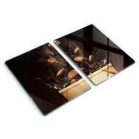 Protection Plaque de Cuisson, couvre plaque de cuisson en verre - Decortapis - Lot de 2, 40 x 52  cm, Grains de café chauds