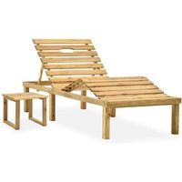 Chaise Longue de Jardin avec Table Transat de Terrasse ou Jardin Bois de pin imprégné[363]