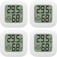 4 Pack Thermometre Interieur Mini LCD Thermomètre Hygrometre Haute Précision Moniteur avec Air icône pour Cuisine Chambre de Bébé 