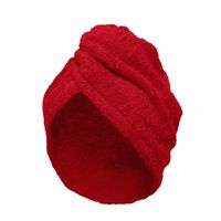 Serviette de tête en coton éponge 57 fils - LINANDELLE - Turban avec fermeture élastique - Rouge