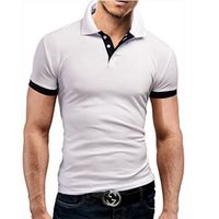 Homme Polo Shirt Manches Courtes Tennis Golf Poloshirt d'Eté Sport Stretch T-Shirt Blanc
