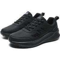 Nouveaux baskets en cuir pour hommes chaussures de basket-ball à rebond absorbant les chocs à semelle épaisse - noir