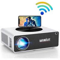 Vidéoprojecteur WiFi Full HD 1080P Rétroprojecteur Supporte 4K Projecteur WiFi LED Home Cinéma Pour Smartphone,TV Stick,PC,PS4 HDMI