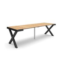 Table console extensible - SKRAUT HOME - RF2807 - Pieds bois massif - Chêne et noir - 260 - 12 personnes