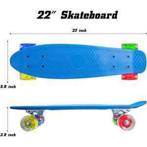 SKATEBOARD - LONGBOARD Skateboard Skevic 22 pouces avec roues LED - Bleu 