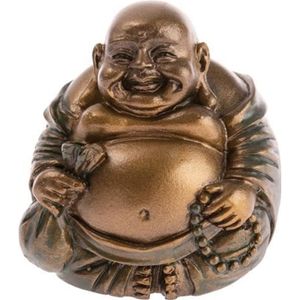 STATUE - STATUETTE PETIT BOUDDHA RIEUR BONHEUR ARGENT ABONDANCE