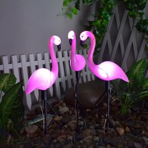 jardin et extérieur Décoration de jardin pour terrasse Lampes solaires LED en métal de 35 cm Décoration de jardin en forme de flamant rose 