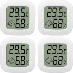 THERMOMÈTRE BÉBÉ 4 Pack Thermometre Interieur Mini LCD Thermomètre Hygrometre Haute Précision Moniteur avec Air icône pour Cuisine Chambre de Bébé 