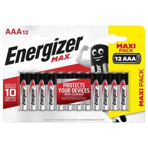 PILES Piles Alcalines Energizer Max AAA/LR3, pack de 12