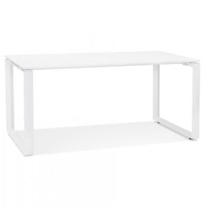 BUREAU  Bureau design ABAK en bois et métal blanc - Dimensions : 80x160x74,8 cm