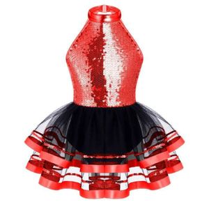 CHICTRY Robe Patinage Artistique Fille Manches Longues Paillette  Justaucorps Danse Gymanstique 6-14 Ans Rouge - Cdiscount Sport